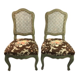 1900s Hollywood Regency Palm Beach Style Cane Back Chairs - a Pair For Sale