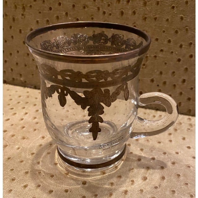 Arte Italia Vetro Silver Cup for Tea, Coffee or Expresso. Silver Trim. Made in Italy