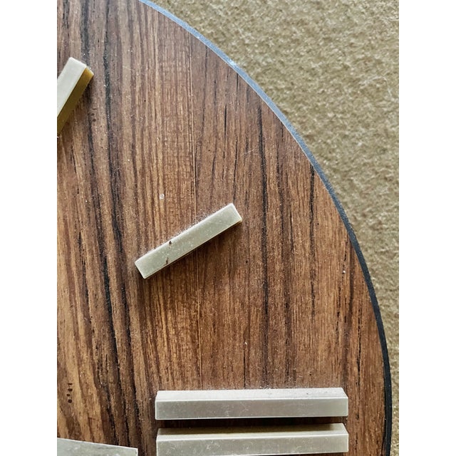Wood Mid Century Modern “Sphere” Wall Clock | by Seth Thomas Clock Company For Sale - Image 7 of 9