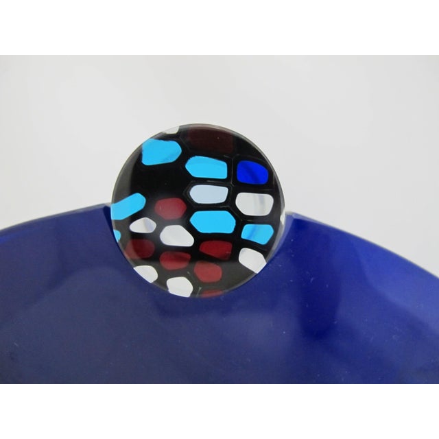Glass Baccarat Crystal Cobalt Blue Oceanie Kaleidoscope Stopper Sculpture Vase For Sale - Image 7 of 18