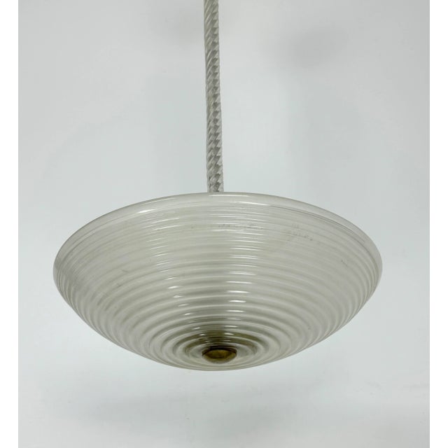 Metal Art Deco Pendant Light in Murano Glass by Ercole Barovier, 1940s For Sale - Image 7 of 9