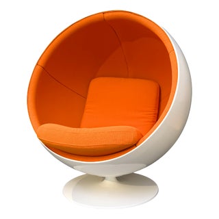 Ball Chair in White and Orange by Eero Aarnio for Asko, Finland, 1960s For Sale