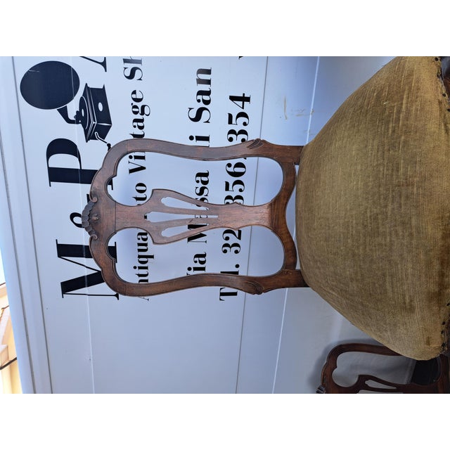 Vintage Italian Walnut Table with Chairs, 1940s, Set of 7 For Sale - Image 4 of 8