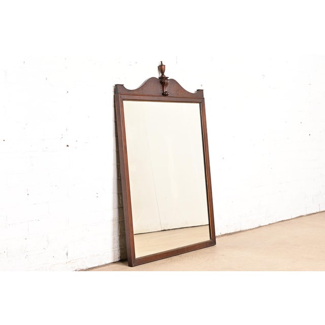 Chippendale Berkey & Gay Antique Georgian Carved Burled Walnut Framed Wall Mirror, Circa 1920s For Sale - Image 3 of 9