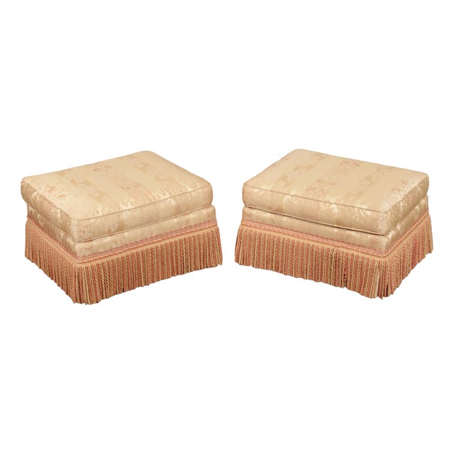 Century Furniture Pair of Fringed Ottomans For Sale