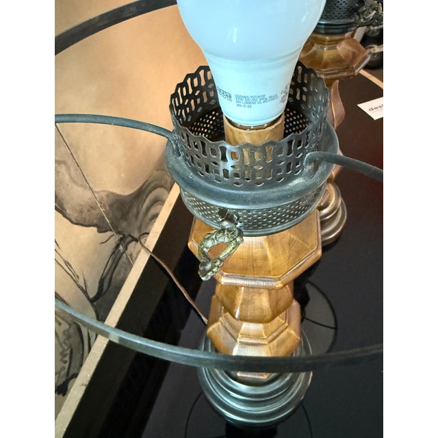 Vintage Oil-Lamp Style Table Lamps, Pair For Sale - Image 12 of 12