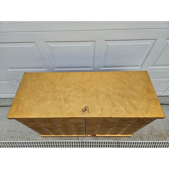 Mid 20th Century Baker Furniture Barbara Barry Diamond Gold Leaf Cabinet Credenza For Sale - Image 5 of 15