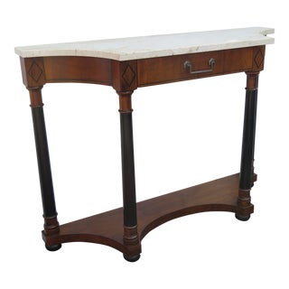 Hekman Marble Top Small Narrow Console Table For Sale