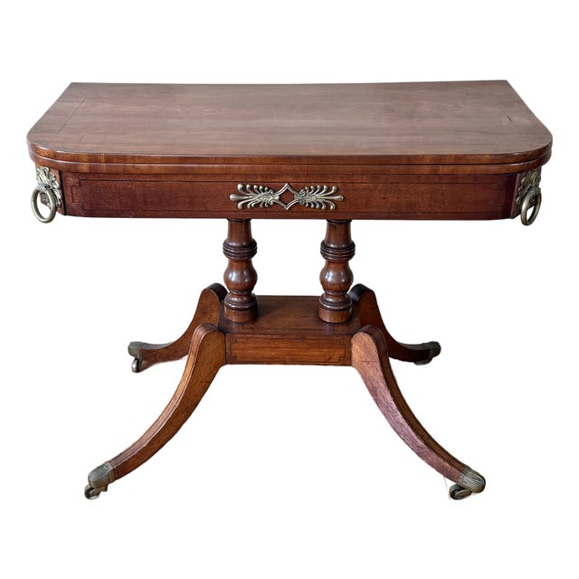 Antique Flip Top Convertible Console to Game Table For Sale