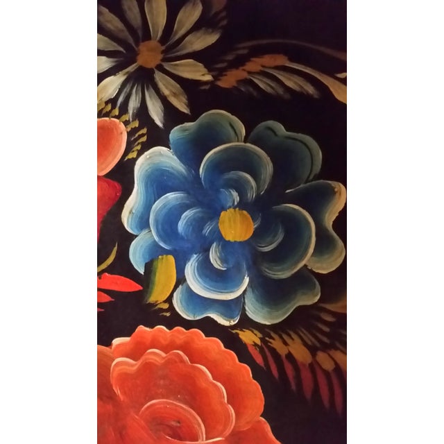 Rustic Vintage Mexican Folk Art Wood Floral Hanging Plate For Sale - Image 3 of 5