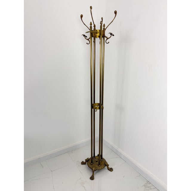 Mid-Century Modern Italian Hollywood Regency Brass Coat Rack, 1940s For Sale - Image 3 of 12