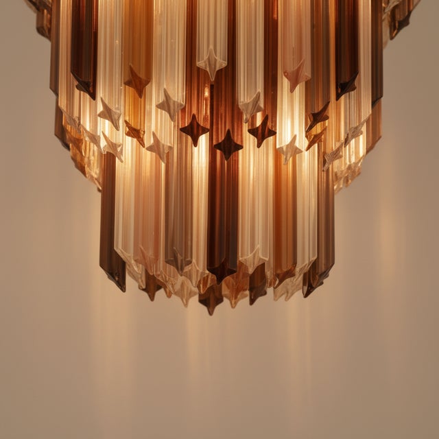 Murano Huge Quadriedri Murano Glass Chandelier | 184 Natural Shades. Quadriedri Prism, Monumental Italian Lighting For Sale - Image 4 of 5