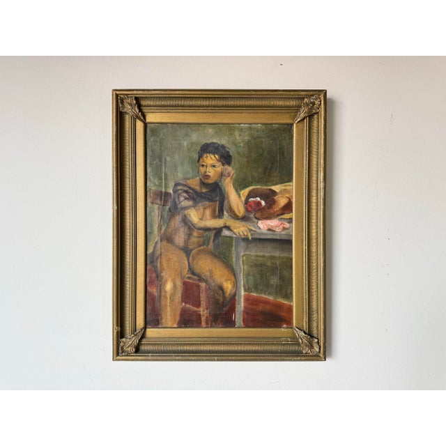 1960s Vintage Nude Woman Sitting – Oil on Canvas Painting, Framed For Sale - Image 4 of 11
