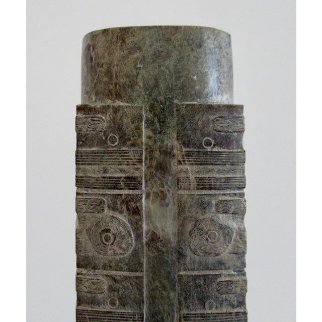 Early 20th Century Antique Chinese Liangzhu Culture Hand-Carved Jade 9-Tiered Cong For Sale In West Palm - Image 6 of 12