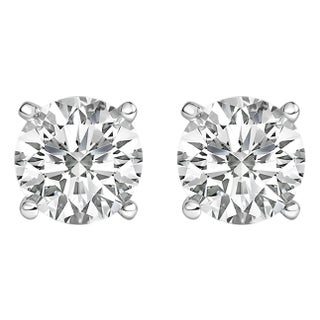 14K White Gold 2 1/2 Cttw Lab Grown Diamond Solitaire Stud Earrings For Sale