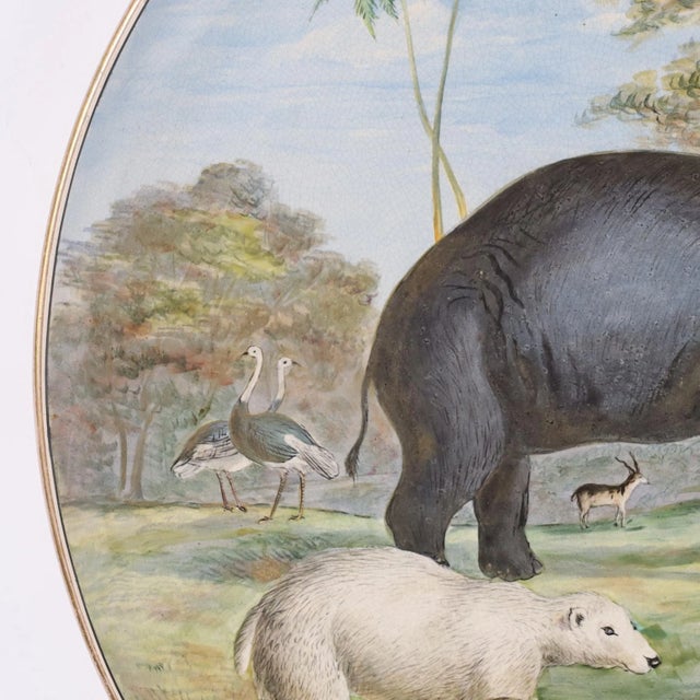 Antique English Hand Painted Charger With Animals For Sale In West Palm - Image 6 of 8