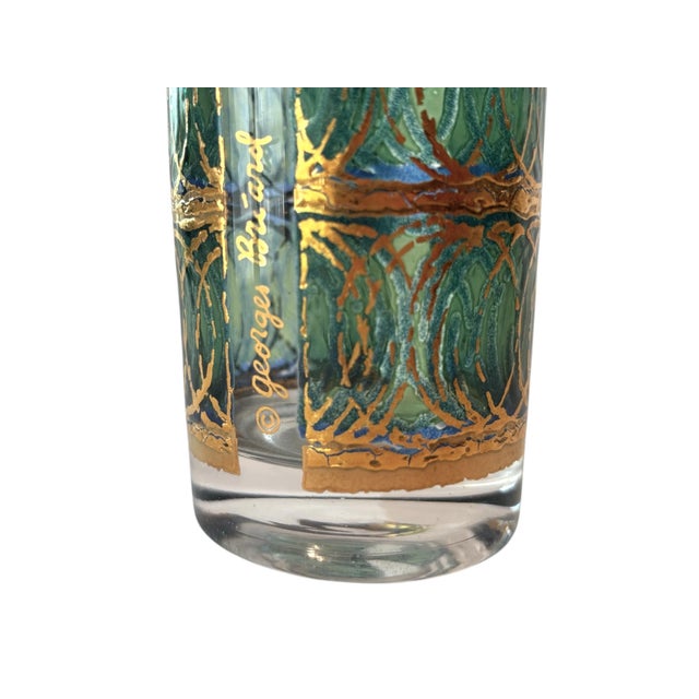 1970s 1970s Georges Briard 22k Emerald Tumblers, Set of 6 For Sale - Image 5 of 5