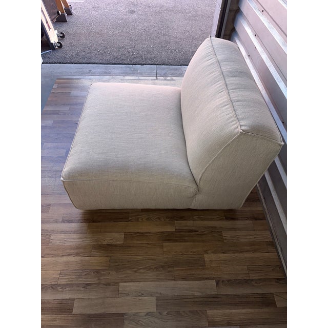 Restoration Hardware Como Modular Armless Chair- Two Tone Linen For Sale In Los Angeles - Image 6 of 9
