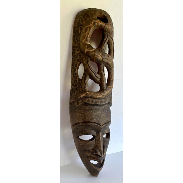Vintage Hand-Carved Wood African Haitian Mask For Sale In Los Angeles - Image 6 of 9