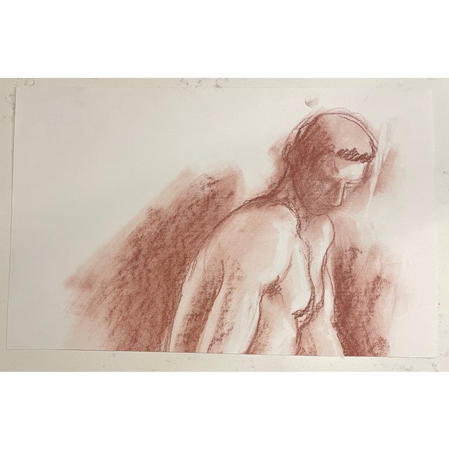Figure of a male conte drawing on paper from the estate of Northwest School artist Neil Meitzler (1930 - 2009). Estate...