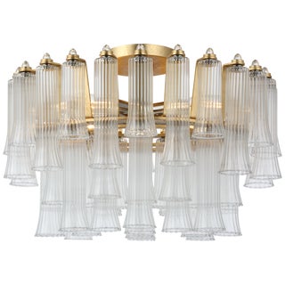Julie Neill for Visual Comfort Signature Lorelei 18" Semi-Flush Mount in Gild with Clear Glass For Sale