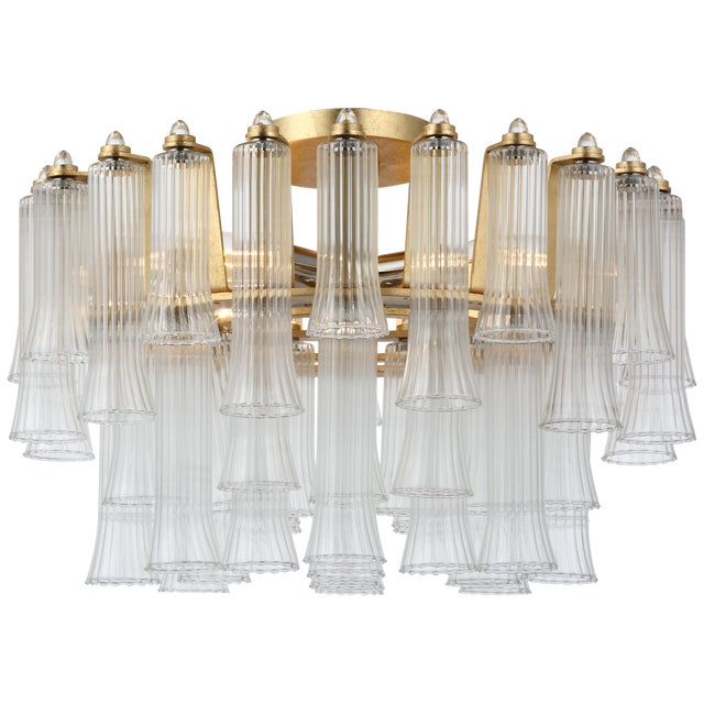 Julie Neill for Visual Comfort Signature Lorelei 18" Semi-Flush Mount in Gild with Clear Glass For Sale