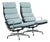 Pair of Eames Soft Pad Recliners for Herman Miller, Blue Gray Aluminum Group Lounge Chairs For Sale
