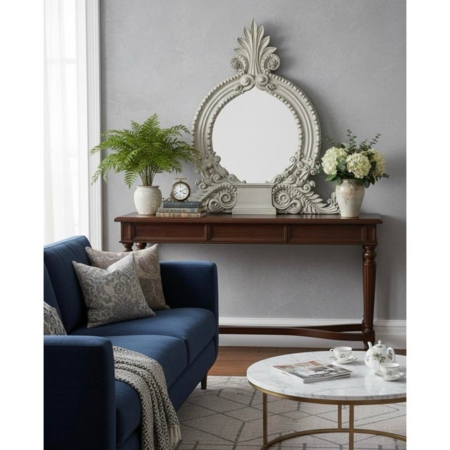 1990s 1990s Neoclassical Style Ornate Painted Iron Architectural Mirror For Sale - Image 5 of 5