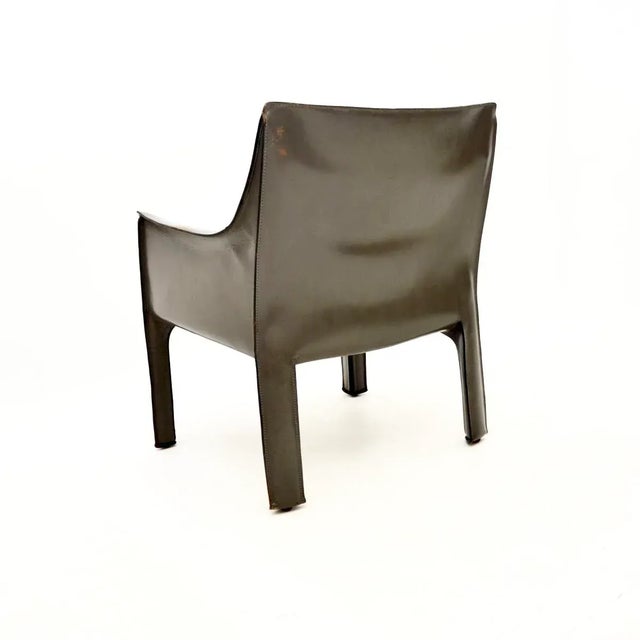 1970s Vintage Italian Leather CAB Armchair attributed to Mario Bellini for Cassina, 1970s For Sale - Image 5 of 8