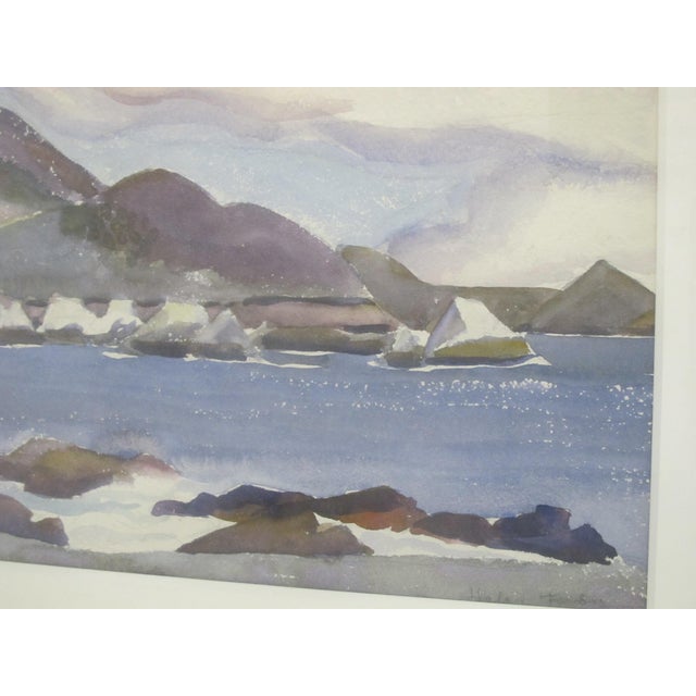 Early 20th Century Helen Katherine Forbes Coastal Ocean Mountain Landscape Watercolor Painting For Sale - Image 5 of 6