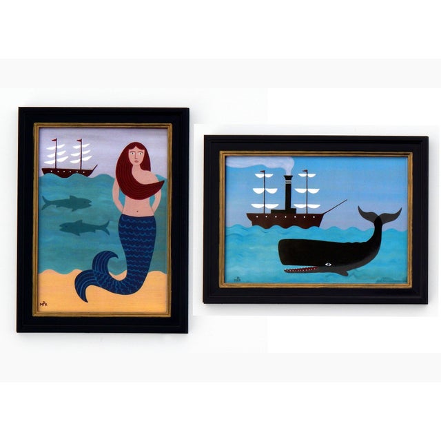 Matt Rix, Mermaid and Sperm Whale Scenes, 2000s, Ink & Paper, Set of 2, Framed For Sale - Image 15 of 15