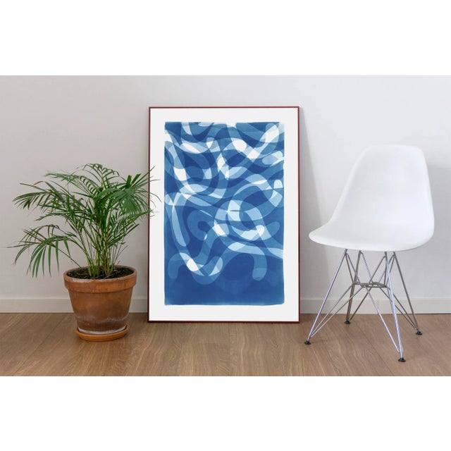 This is an exclusive handprinted unique cyanotype that takes its inspiration from the mid-century modern shapes. It's made...