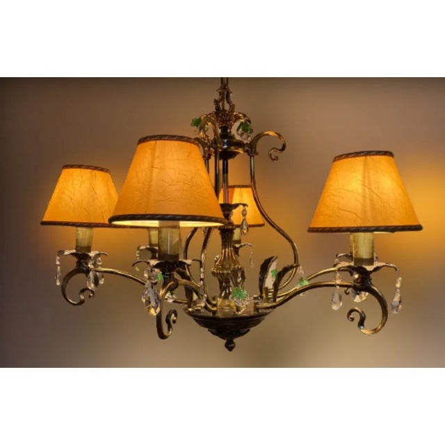 1990s Art Nouveau Bronze Finish Chandelier, 1990s For Sale - Image 5 of 12