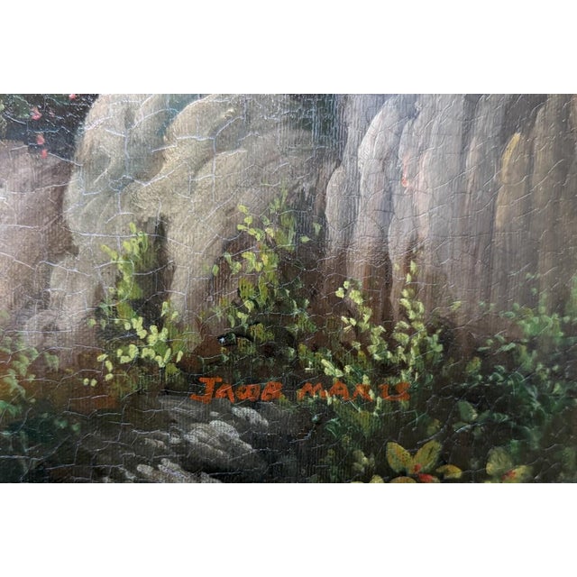 Mid 20th Century Original Classical Landscape Oil Painting With River and Architectural Ruins - Signed For Sale In Raleigh - Image 6 of 11