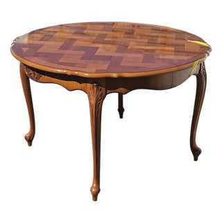 French Louis XV Style Extendable Marqueterie Cherrywood Dining Table, 1880s For Sale