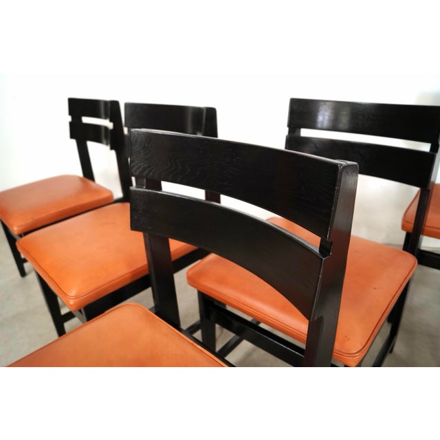 1950’s Mid-Century Modern Leather Dining Chairs - Set of 6 For Sale In Los Angeles - Image 6 of 12