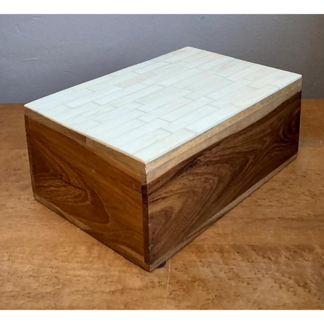 Mid-Century Modern Vintage Wood and Bone Box For Sale - Image 3 of 13