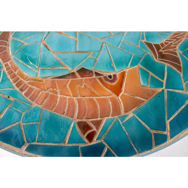 1960s Large Round Ceramic Tile Table in the Style of Aegitna Vallauris For Sale - Image 11 of 13