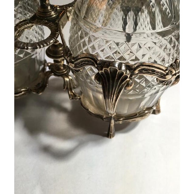 George IV Silver Cruet Service Set with Two Cut Glass Bottles, London, 1750s, Set of 3 For Sale - Image 6 of 18
