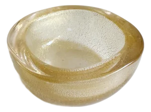 1970s Elsa Peretti Style Gold Fleck Murano Glass Bowl