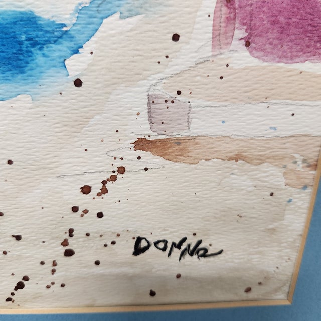 Nautical Original Nautical Watercolor Painting by Donna – Red and White Sailboats, Coastal Art, Late 20th Century For Sale - Image 3 of 5