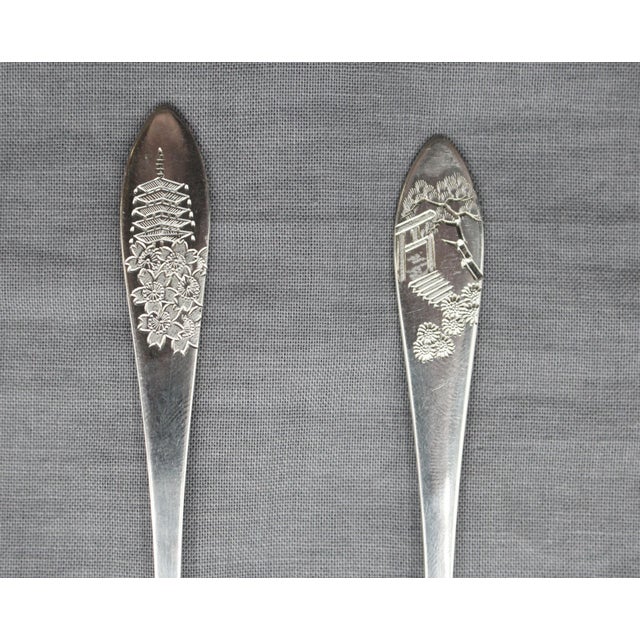 Mid-20th Century Japanese Set of Six Sterling Silver Demitasse Spoons For Sale - Image 4 of 7