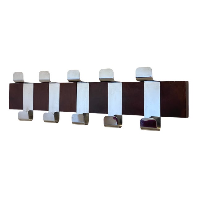 Wooden and Steel Coat Hanger, 1970s For Sale