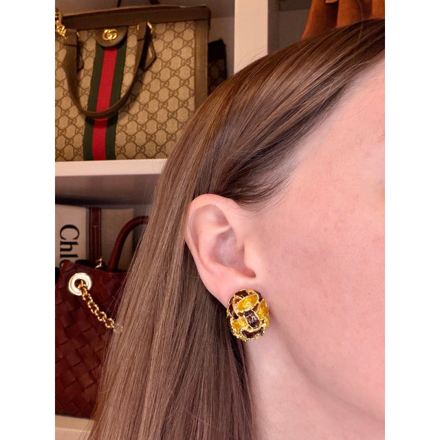 Vintage Piaget Bracelet and Earrings Set, 18 Karat Yellow Gold and Enamel For Sale - Image 15 of 15