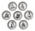 Americana Coasters in Porcelain with American Historical Figures by Piero Fornasetti, 1960s, Set of 7 For Sale