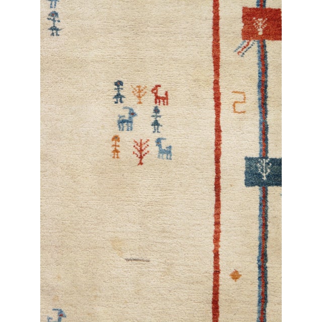 Textile Vintage Persian Gabbeh Handmade Oriental Creamy Ivory Rug For Sale - Image 7 of 7