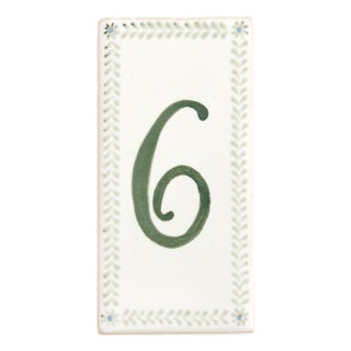 Hand-painted Tile Number, 6 For Sale