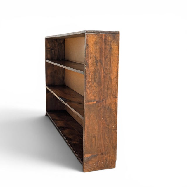 Vintage Primitive Rustic Low Wood Bookcase No. 57a For Sale - Image 14 of 18