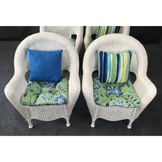 Hampton Bay White Wicker Patio Table & 4 Chairs Chairish