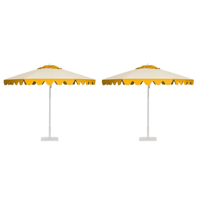 Contemporary Lemon Frappe 9' Patio Umbrella, Canary Yellow & Cream, Set of 2 For Sale - Image 3 of 3